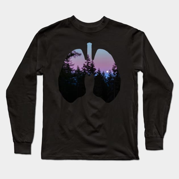 Night Jungle Lungs design Long Sleeve T-Shirt by Aziz